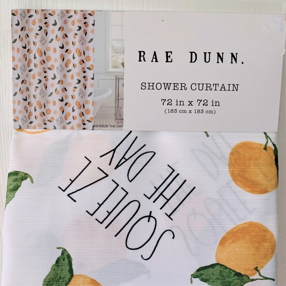 SALE - Rae Dunn Squeeze The Day Oranges Shower Curtain - Picture 2 of 6